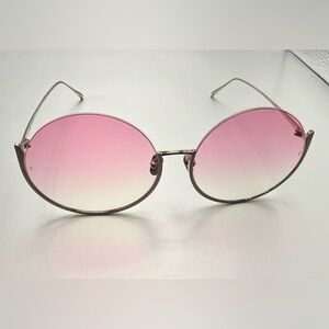 Linda Farrow Olivia 6267 Pink Gradient Round Sunglasses Gold Frame Japan